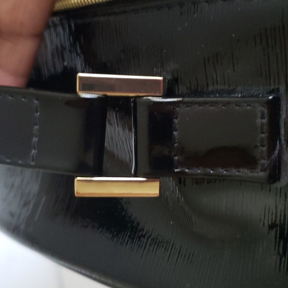 Lancome Paris Women's Black Patent Vegan Leather Travel Make Up Accessory Case - Picture 11 of 15